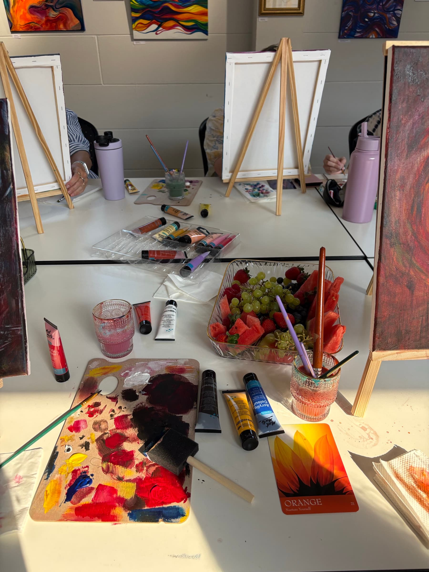Colourful workshop painting session